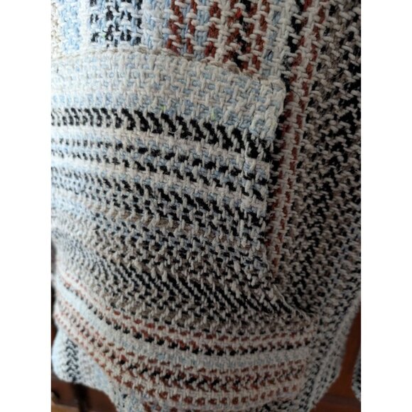 Striped Baja Hoodie Poncho XL Unisex Woven Pullover Front Pocket Made in Mexico - Picture 4 of 11